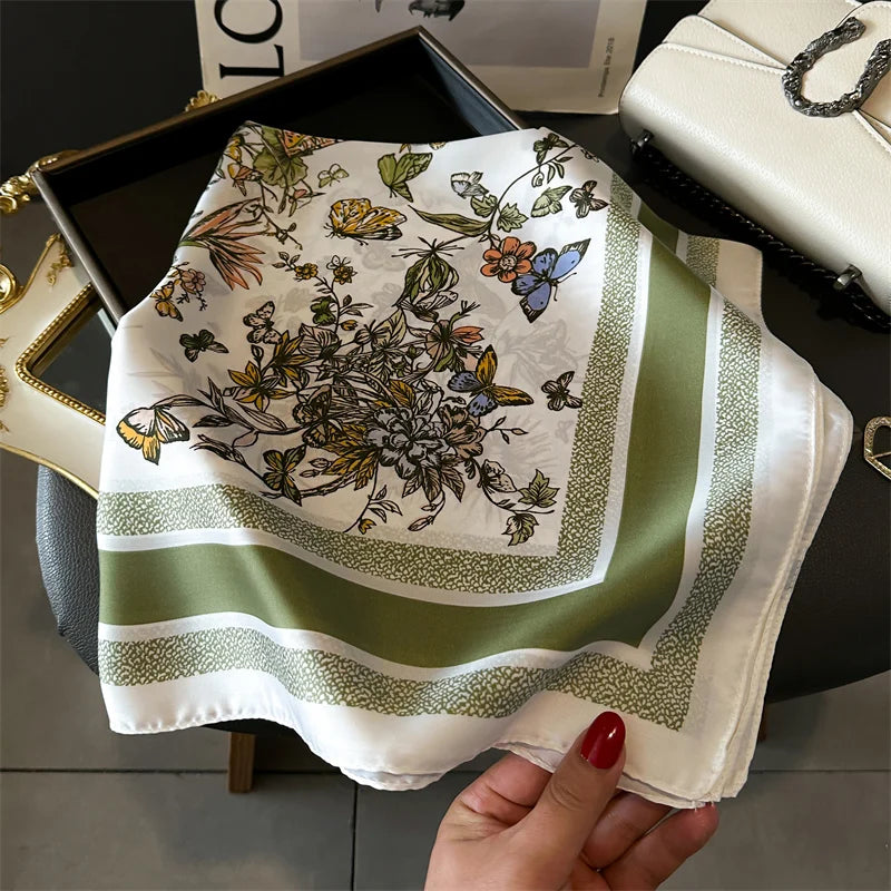 Hair Print Summer Silk Feeling Scarf For Women.