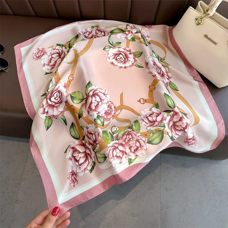 Hair Print Summer Silk Feeling Scarf For Women.