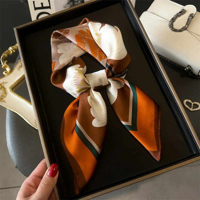 Hair Print Summer Silk Feeling Scarf For Women.