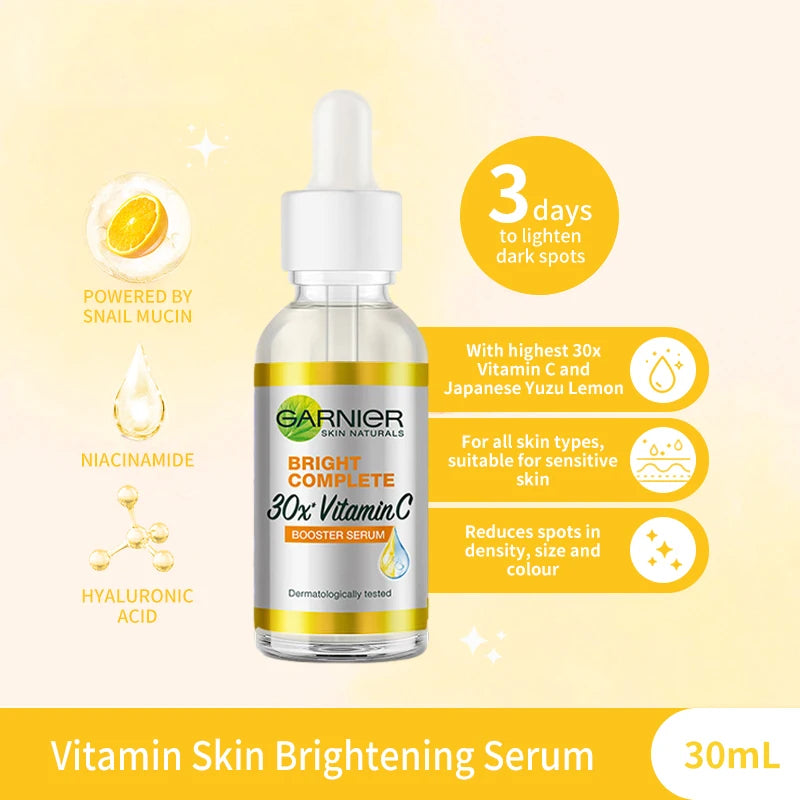 Garnier Bright Complete Vitamin C Niacinamide Booster Products.