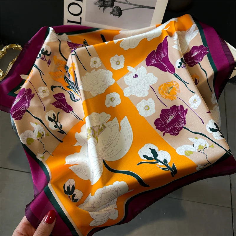 Hair Print Summer Silk Feeling Scarf For Women.