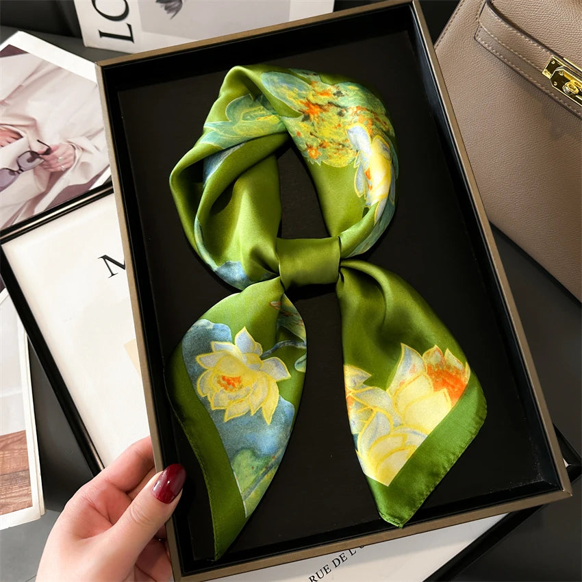 Hair Print Summer Silk Feeling Scarf For Women.