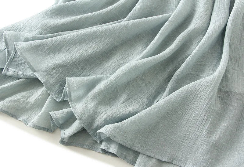 2025 New Women's Vintage Two Layered Solid Long Skirt Summer