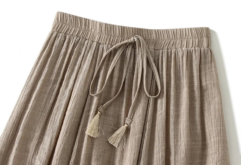 2025 New Women's Vintage Two Layered Solid Long Skirt Summer
