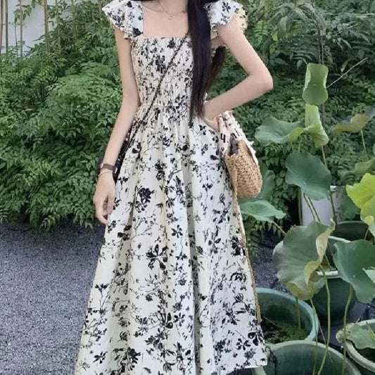 Women's New Floral Flying Sleeve Skirt
