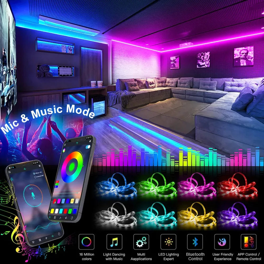 LED Strip Bluetooth Tape Decor for TV backlight Neon LED Lighting.