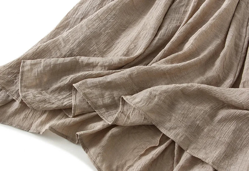 2025 New Women's Vintage Two Layered Solid Long Skirt Summer