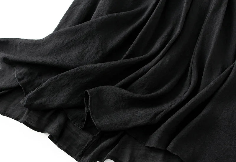 2025 New Women's Vintage Two Layered Solid Long Skirt Summer