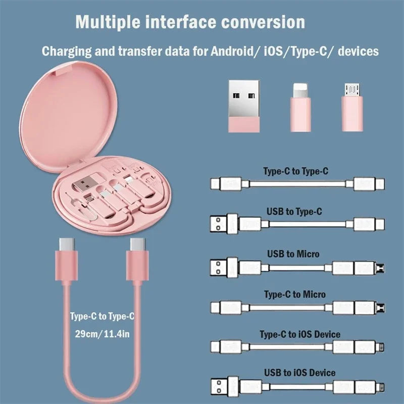 60W Multi Type-C To USB C To Micro USB To Lighting Fast Charging